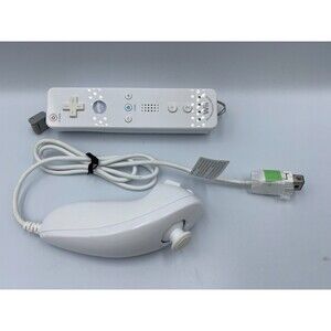 Official OEM Nintendo Wii Remote Controller RVL-003 White with Nunchuck TESTED